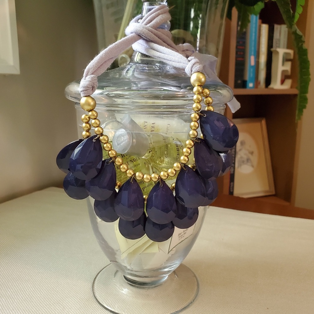 Navy tear drop necklace